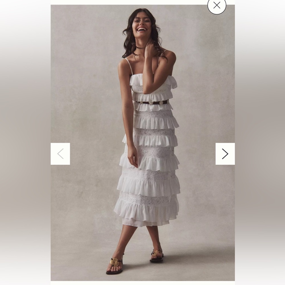 BHLDN Cream Tiered Maxi Dress